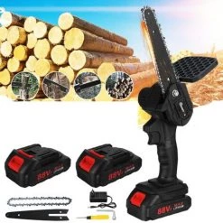 TIGA Mustool Scie à Chaine électrique 6 Pouces 88Vf 1200W 10000 Tr/min Avec 2 Batteries -Scie électrique portative Soldes 36807717 3