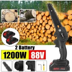 TIGA Mustool Scie à Chaine électrique 6 Pouces 88Vf 1200W 10000 Tr/min Avec 2 Batteries -Scie électrique portative Soldes 36807717 5