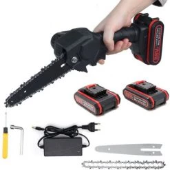 GISAM Scie à Chaîne électroportative 6 Pouces 21V 2 Batterie Outils De Jardinage Du Bois Coupe-bois