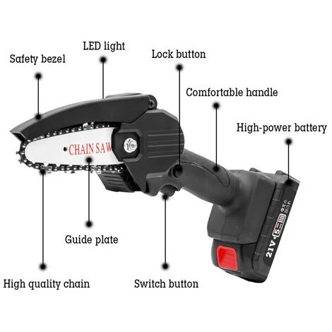 GISAM Scie à Chaîne électroportative 21V 2 Batterie Portable Scie Électrique Jardin Logging 4PCS Chaîne Supplémentaire 4 GISAM Scie à Chaîne électroportative 21V 2 Batterie Portable Scie Électrique Jardin Logging 4PCS Chaîne Supplémentaire – Image 4