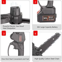 HAPPYSHOPPING Scie A Chaine Electrique Standard Europeenne De 6 Pouces Avec Deux Batteries Et Une Charge -Scie électrique portative Soldes 37000131 2