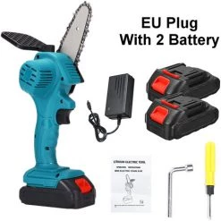 Scie à Chaine Sans Fil électrique 2400W 18 V 4 Pouce Avec 2 Batterie Bleu Coxolo