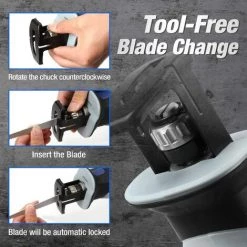 WORKPRO Scie Sabre Sans Fil 12V Avec Batterie 2000mAh, Vitesse Variable, Charge Rapide De 1H, Changement De Lame Sans Outil, Elagueur Sans Fil Avec 3 Lames De Scie Pour Couper Bois, Métal -Scie électrique portative Soldes 39154553 3