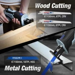 WORKPRO Scie Sabre Sans Fil 12V Avec Batterie 2000mAh, Vitesse Variable, Charge Rapide De 1H, Changement De Lame Sans Outil, Elagueur Sans Fil Avec 3 Lames De Scie Pour Couper Bois, Métal -Scie électrique portative Soldes 39154553 4