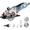 WORKPRO Mini Scie Circulaire 750W, 4700 Tr/min, Profondeur De Coupe 45mm (90°), 28mm (45°), Avec Rail De Guidage, 2 Lames (Ø120mm Et Ø115mm), Règle De Guide, Couper Du Bois, Métal Doux, Carreau
