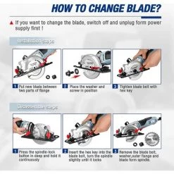 WORKPRO Mini Scie Circulaire 750W, 4700 Tr/min, Profondeur De Coupe 45mm (90°), 28mm (45°), Avec Rail De Guidage, 2 Lames (Ø120mm Et Ø115mm), Règle De Guide, Couper Du Bois, Métal Doux, Carreau -Scie électrique portative Soldes 39154565 4