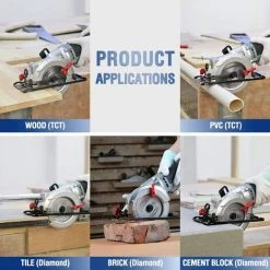 WORKPRO Mini Scie Circulaire 750W, 4700 Tr/min, Profondeur De Coupe 45mm (90°), 28mm (45°), Avec Rail De Guidage, 2 Lames (Ø120mm Et Ø115mm), Règle De Guide, Couper Du Bois, Métal Doux, Carreau -Scie électrique portative Soldes 39154565 5