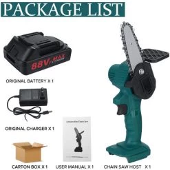 Mini Scie à Chaine électrique 88VF 1200W 4 Pouces Avec 2 Batterie Coxolo -Scie électrique portative Soldes 39579711 3
