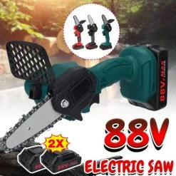 Mini Scie à Chaine électrique 88VF 1200W 4 Pouces Avec 2 Batterie Coxolo -Scie électrique portative Soldes 39579711 4
