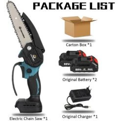 TOPSHAK Tronconneuse élagueuse Sans Fil 120mm 6" 2 Batterie 18V Scie à Buche Scie à Chaine Tronconneuse à Batterie élagueuse électrique Sans Fil VIOLEWORKS 1 Chargeur LCD Affichage -Scie électrique portative Soldes 41437365 2
