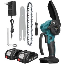 TOPSHAK Tronconneuse élagueuse Sans Fil 120mm 6" 2 Batterie 18V Scie à Buche Scie à Chaine Tronconneuse à Batterie élagueuse électrique Sans Fil VIOLEWORKS 1 Chargeur LCD Affichage -Scie électrique portative Soldes 41437365 4