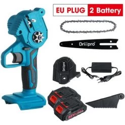 INSMA Drillpro Scie à Chaine Tronconneuse à Batterie élagueuse Electrique Sans Fil 550W 3000rpm 6 Pouce 2 Batterie + 1 Chargeur -Scie électrique portative Soldes 41438350 4
