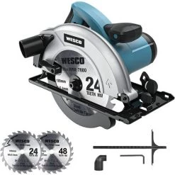 WESCO TOOLS Scie Circulaire 1400W, Lames 24T/40T (185mm), WESCO WS3441.2