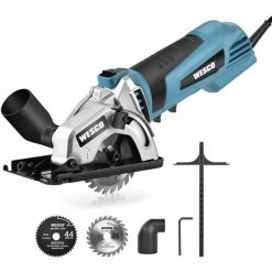 WESCOTOOLS WESCO 500W Mini Scie Circulaire Avec 2 Lames, 5100/min WS3453