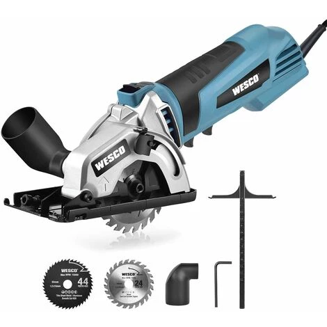 WESCOTOOLS WESCO 500W Mini Scie Circulaire Avec 2 Lames, 5100/min WS3453 1 WESCOTOOLS WESCO 500W Mini Scie Circulaire Avec 2 Lames, 5100/min WS3453