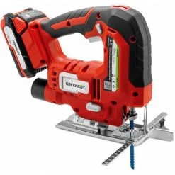 Scie Sauteuse 20V, Batterie Lithium 2.0Ah, 4 Positions De Lame, Vitesse Réglable Et Profondeur De Coupe Jusqu'à 65 Mm – Greencut SRJ200L