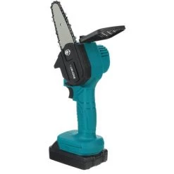 Mini Scie à Chaine Sans Fil électrique 2400W 18V 4" Avec 2 Batteries 18V Bleu Coxolo