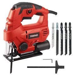 Scie Sauteuse 650W TEENO,6 Vitesses Réglables, Angle D'inclinaison ±45 ° - Rouge