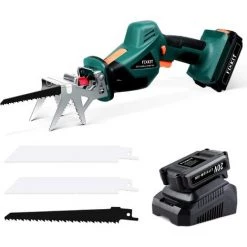 PEDY Scie Sabre Sans Fil 20V Elagueur Pour Jardin Avec Li Batterie, Indicateur De Niveau De Batterie Vitesse Variable, 3 Lames De Scie Bois/Métal Et Chargeur Rapide D’une Heure, Course De 20 Mm
