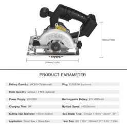 ASUPERMALL 21V 4.0Ah Scie Circulaire Sans Fil 6500Rpm Coupe En Biseau Réglable à 45 Degrés 7 ASUPERMALL 21V 4.0Ah Scie Circulaire Sans Fil 6500Rpm Coupe En Biseau Réglable à 45 Degrés -Scie électrique portative Soldes 46497948 3