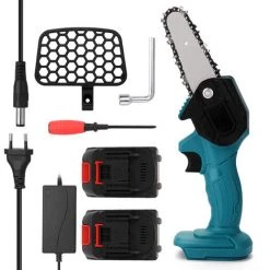SUPERSELLER Scie à Chaîne électroportative Scie D'élagage électrique Portable, Petite Scie électrique Rechargeable, Scie à Chaîne à Une Main Pour Le Travail Du Bois, Mini Scie à Chaîne électrique Brossée Pour Bûcheronnage De Jardin, 21 V Deux électricités Une Charge, -Scie électrique portative Soldes 46772919 3