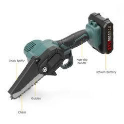 SUPERSELLER Scie à Chaîne électroportative Mini Scie à Chaîne électrique Sans Fil De 4 Pouces 21V Petite Scie à Main Domestique Pour Abattage D'arbres Scie électrique Portable Au Lithium Bois D'élagage De Jardin Et De Jardin Scie à Chaîne électrique à Une Main Une Pu -Scie électrique portative Soldes 46772996 5