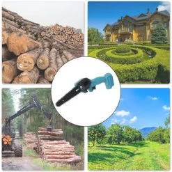 SUPERSELLER Scie à Chaîne électroportative Scie à Chaîne électrique De 6 Pouces/petite Scie électrique Rechargeable/mini-scie De Jardin Portable Scie D'élagage Bleue Une électrique Et Une Charge Norme Européenne, -Scie électrique portative Soldes 46773060 4