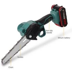 SUPERSELLER Scie à Chaîne électroportative Mini Scie à Chaîne électrique Sans Fil De 6 Pouces 21V Petite Scie à Main Domestique Pour Abattage D'arbres Scie électrique Portable Au Lithium Bois D'élagage De Jardin Et De Jardin Scie à Chaîne électrique à Une Main Deux é -Scie électrique portative Soldes 46773062 3