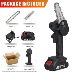 DMTOOL Scie à Chaine électrique Sans Fil 800W 88VF 4 Pouces Avec 2 Batteries 1 Chargeur -Scie électrique portative Soldes 46830255 3