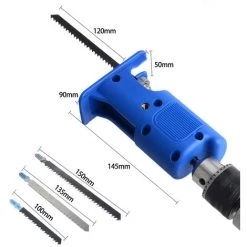 SUPERSELLER Scie Sabre Perceuse électrique Scie électrique Modifiée Scie Alternative électrique Scie Sabre Domestique Perceuse électrique Tourner Scie Sauteuse Outil De Coupe Portable Pour Le Travail Du Bois - Bleu -Scie électrique portative Soldes 47158355 4