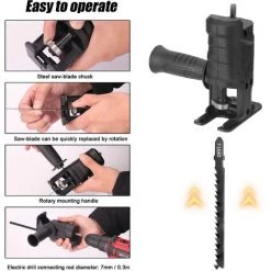 SUPERSELLER Scie Sabre Perceuse électrique Modification Scie électrique Scie Alternative électrique Scie Sabre Domestique Perceuse électrique Tourner Scie Sauteuse Outil De Modification Pratique Portable Outil De Coupe Pour Le Travail Du Bois, Le Noir -Scie électrique portative Soldes 47158703 5