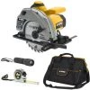 Scie Circulaire 1200 W + Lame Ø 185 Mm + Mètre 3m + Sacoche à Outils + Lampe Torche VITO