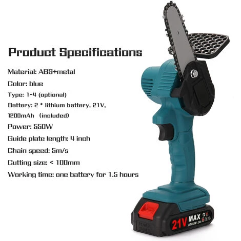 SUPERSELLER Scie à Chaîne électroportative Batterie Au Lithium 21 V (deux) Scie D'élagage électrique Portable Petites Scies électriques Rechargeables Pour Le Travail Du Bois Scie électrique à Une Main Pour Le Jardinage Mini Scie à Chaîne électrique Brossée, Prise Bri 4 SUPERSELLER Scie à Chaîne électroportative Batterie Au Lithium 21 V (deux) Scie D'élagage électrique Portable Petites Scies électriques Rechargeables Pour Le Travail Du Bois Scie électrique à Une Main Pour Le Jardinage Mini Scie à Chaîne électrique Brossée, Prise Bri – Image 4