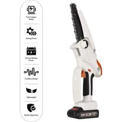 SUPERSELLER Scie à Chaîne électroportative Tronçonneuse Sans Fil 6 Pouces Pour Jardinage élagage Coupe Portable Pour Hommes Femmes, Blanc