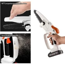 SUPERSELLER Scie à Chaîne électroportative Tronçonneuse Sans Fil 6 Pouces Pour Jardinage élagage Coupe Portable Pour Hommes Femmes, Blanc -Scie électrique portative Soldes 48787908 5
