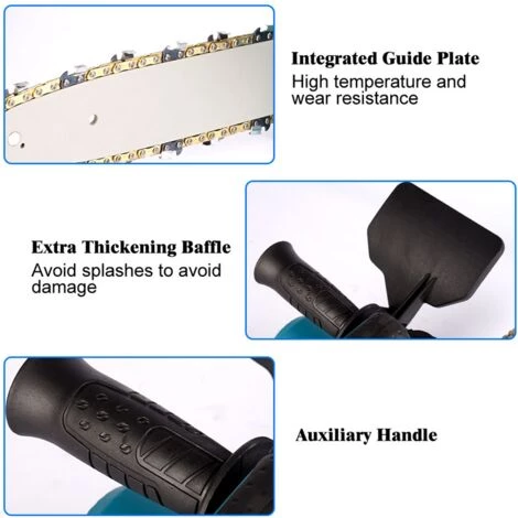 Scie à Chaîne Tronçonneuse électrique Sans Fil - 10 Pouces - Bleu - Moteur Sans Balai - Pour Le Jardinage Et Le Travail Du Bois Coupeur De Bois - Pour Makita 18V - ONEVAN 3 Scie à Chaîne Tronçonneuse électrique Sans Fil - 10 Pouces - Bleu - Moteur Sans Balai - Pour Le Jardinage Et Le Travail Du Bois Coupeur De Bois - Pour Makita 18V - ONEVAN – Image 3