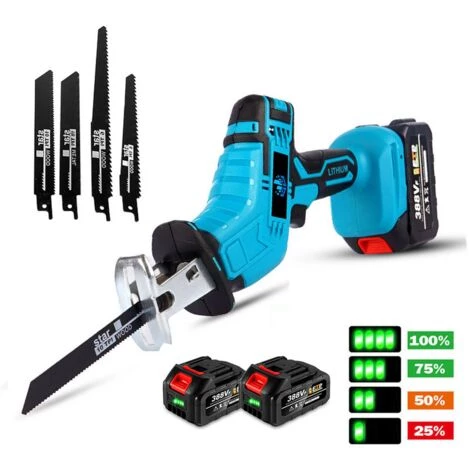 ONEVAN Scie Sabre électrique, Scie Alternative Sans Fil, Lame De Scie à Bois En Métal Avec 1 Batterie Et 4 Lames, Machine De Découpe à Poignée Adaptée à La Batterie Makita 18 V 1 ONEVAN Scie Sabre électrique, Scie Alternative Sans Fil, Lame De Scie à Bois En Métal Avec 1 Batterie Et 4 Lames, Machine De Découpe à Poignée Adaptée à La Batterie Makita 18 V