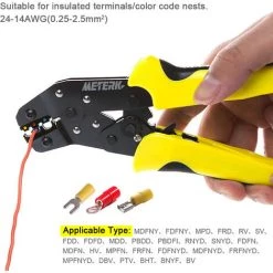 Pince à Sertir Et Coupe Cable électroportatif Pince à Sertir De Borne à Cliquet D'ingénierie De Pince à Sertir De Fil Professionnelle Meterk Bornes Isolées Ou Nids De Code De Couleur, 0, 25-6 Mm² -Scie électrique portative Soldes 48888778 5