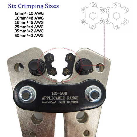 SUPERSELLER Pince à Sertir Et Coupe Cable électroportatif Pince à Sertir Pour Cosse De Câble De Borne YO Plug Pince à Sertir Outil De Sertissage De Borne 6-50mm² Six Tailles De Sertissage, Bleu 5 SUPERSELLER Pince à Sertir Et Coupe Cable électroportatif Pince à Sertir Pour Cosse De Câble De Borne YO Plug Pince à Sertir Outil De Sertissage De Borne 6-50mm² Six Tailles De Sertissage, Bleu – Image 5