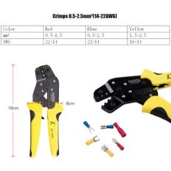 PARON Pince à Sertir Et Coupe Cable électroportatif Outil De Sertissage De Bornes De Fil Kit De Sertissage à Cliquet Isolé D'AWG22-14 Avec Connecteurs Mâles Et Femelles 500 Pièces, Jaune -Scie électrique portative Soldes 48888879 4