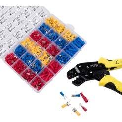 PARON Pince à Sertir Et Coupe Cable électroportatif Outil De Sertissage De Bornes De Fil Kit De Sertissage à Cliquet Isolé D'AWG22-14 Avec Connecteurs Mâles Et Femelles 500 Pièces, Jaune -Scie électrique portative Soldes 48888879 5