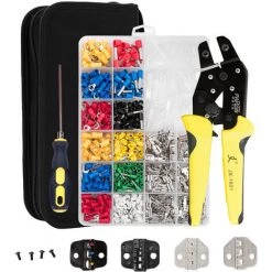 PARON Pince à Sertir Et Coupe Cable électroportatif Outil De Sertissage De Bornes De Fil Kit De Sertissage à Cliquet Isolé à Mâchoire Interchangeable Avec Emballage De Sac De Bornes Isolées 850PCS 0.5-6.0mm², Jaune -Scie électrique portative Soldes 48889398 2