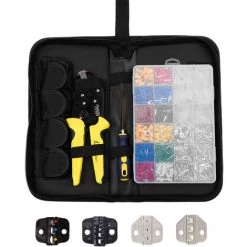 PARON Pince à Sertir Et Coupe Cable électroportatif Outil De Sertissage De Bornes De Fil Kit De Sertissage à Cliquet Isolé à Mâchoire Interchangeable Avec Emballage De Sac De Bornes Isolées 850PCS 0.5-6.0mm², Jaune -Scie électrique portative Soldes 48889398 3