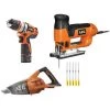 Pack AEG Scie Sauteuse Pendulaire électrique 705W ST 800 XE - 5 Lames 75mm - Aspirateur 18V - Perceuse-visseuse 12V Prolithium-ion