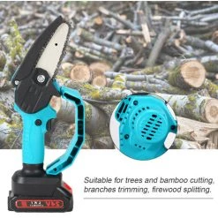 SUPERSELLER Scie à Chaîne électroportative 24v 4 Pouces Portable Mini Scie à élaguer électrique Rechargeable Petite Tronçonneuse à Fendre Le Bois Outil De Travail Du Bois à Une Main Pour Jardin Verger Branche Clip, Batterie UE 1 -Scie électrique portative Soldes 49927827 5