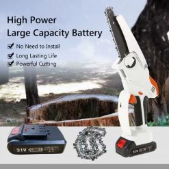SUPERSELLER Scie à Chaîne électroportative Mini Tronçonneuse 6 Pouces Mini Tronçonneuse à Batterie Sans Fil 2, 7 Lbs. Scie à Chaîne Portative Légère Avec 2 Chaînes De Rechange Scie à Chaîne électrique Sans Fil Et 2 Batteries, Blanc - Blanc -Scie électrique portative Soldes 49927947 4