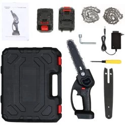 SUPERSELLER Scie à Chaîne électroportative Mini Tronçonneuse 15, 2 Cm Petite Tronçonneuse électrique Sans Fil Avec Batterie 2 * 24 V Tronçonneuse Portative Avec 2 Chaînes De Rechange Petite Tronçonneuse Portable, Noir - Noir