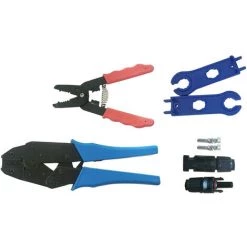 SUPERSELLER Pince à Sertir Et Coupe Cable électroportatif Les Outils De Sertissage Solaires Pour Câble PV De Panneau Solaire Comprennent 1 Paire De Connecteurs Solaires, Une Pince à Dénuder, Une Clé à Sertir, Une Trousse à Outils De Clé De Montage De Sac à Outils, -Scie électrique portative Soldes 50300879 4