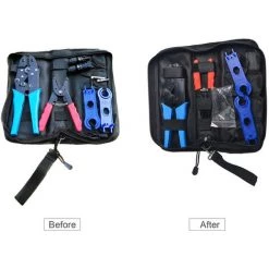 SUPERSELLER Pince à Sertir Et Coupe Cable électroportatif Les Outils De Sertissage Solaires Pour Câble PV De Panneau Solaire Comprennent 1 Paire De Connecteurs Solaires, Une Pince à Dénuder, Une Clé à Sertir, Une Trousse à Outils De Clé De Montage De Sac à Outils, -Scie électrique portative Soldes 50300879 5