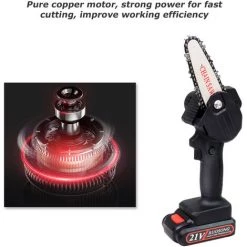SUPERSELLER Scie à Chaîne électroportative Mini Tronçonneuse Sans Fil Petite Tronçonneuse à Bois élagage Tronçonneuse 500W Scie électrique Portable Rechargeable Pour La Coupe De Bois De Branche D'arbre, Noir - Noir -Scie électrique portative Soldes 50300934 3